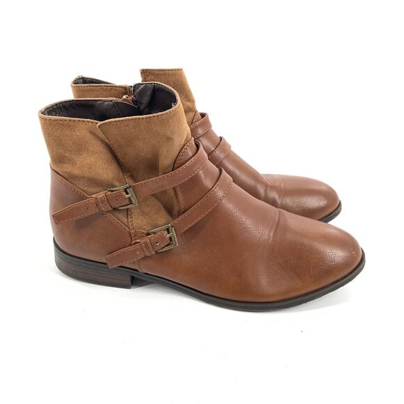 Dirty Laundry Fay Faux Leather Ankle Booties 8.5 Womens Brown Academia Low Boots - Picture 1 of 10